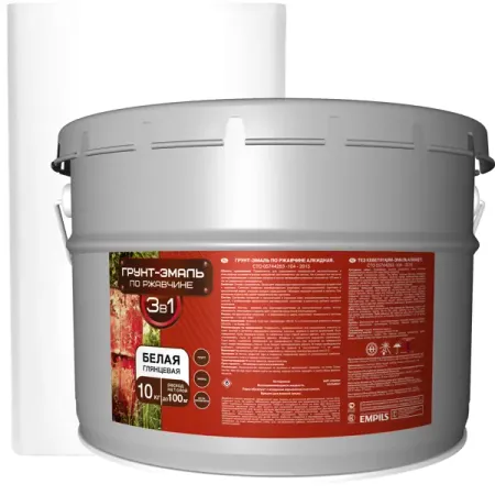 Грунт-эмаль по ржавчине 3 в 1 Empils гладкая цвет белый 10 кг акриловый грунт сонет белый 220 мл