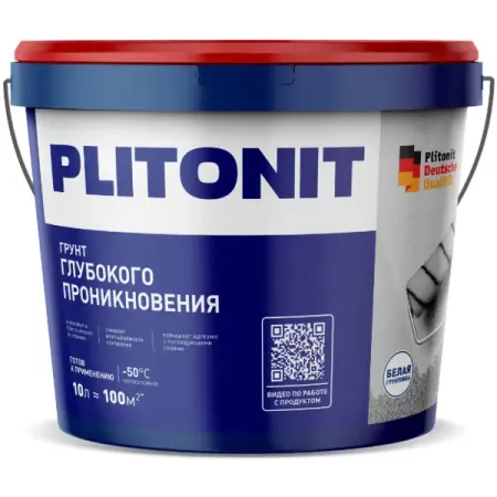 Грунтовка для сухих и влажных помещений Plitonit глубокого проникновения 10 л