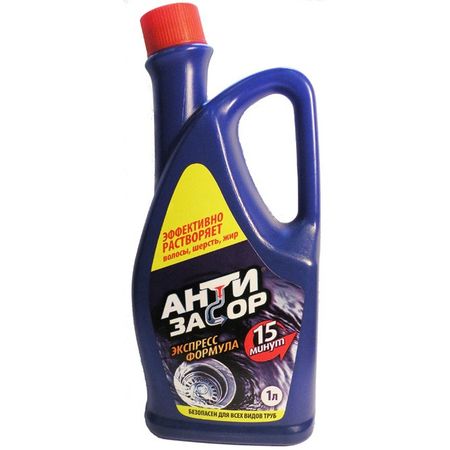 Чистящее средство Антизасор для удаления засоров в трубах, 1000 мл