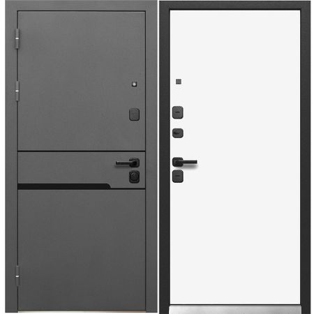 Дверь входная Ferroni Luxor левая графит серый муар - белый под покраску 960х2050 мм