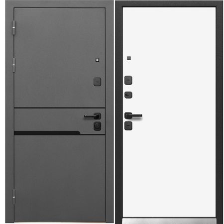 Дверь входная Ferroni Luxor левая графит серый муар - белый под покраску 860х2050 мм