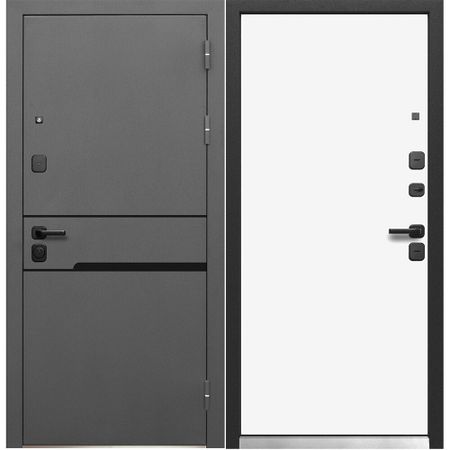Дверь входная Ferroni Luxor правая графит серый муар - белый под покраску 960х2050 мм