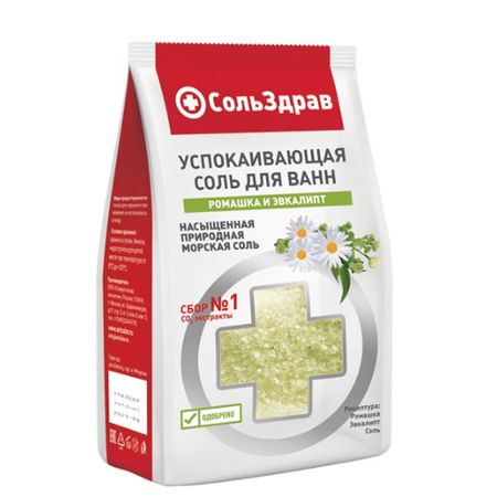 Соль для ванн СольЗдрав ромашка и эвкалипт успокаивающая 800 г