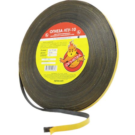 Лента уплотнительная Огнеза ЛТУ негорючая каучуковая 2х10 мм 25 м эва самоклеящаяся уплотнительная лента черного а 5 м