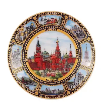 Магнит-тарелка Москва с подставкой (D7 К8) (фарфор) (026-7K8-20)