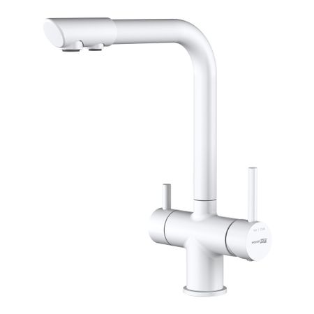 Смеситель для кухни WasserKraft белый с поворотным изливом с подключением к фильтру однорычажный (A8357)