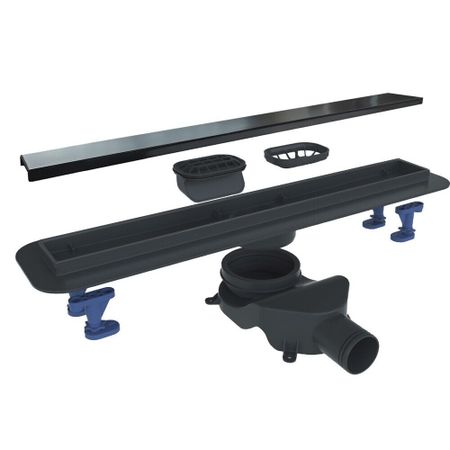 Лоток душевой BelBagno Luce с комбинированным затвором 600х130 мм d50 мм решетка из нержавеющей стали (BB-LD-LUCE-60-NERO)