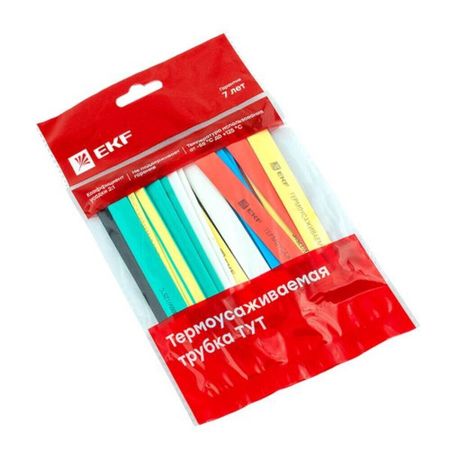 Трубка термоусадочная EKF PROxima ТУТ нг 12/6 мм 100 мм 7 цветов (21 шт.) трубка термоусадочная ekf proxima тут 40 20 мм 1 м желтая 25 шт