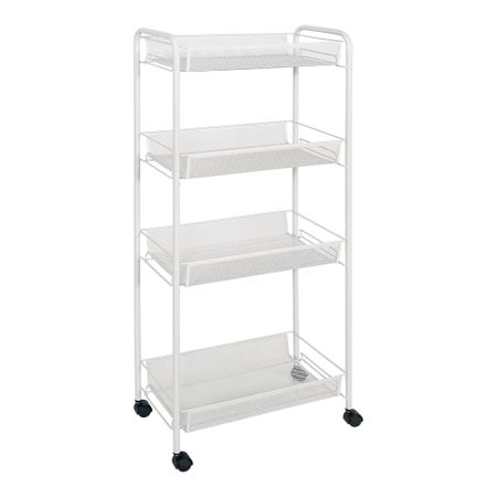 Этажерка ЗМИ Ладья 24 на колесиках белая 44х25х100 см