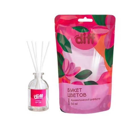 Аромадиффузор с палочками Diff Букет цветов 50 мл