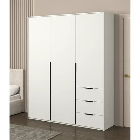 Шкаф распашной Бергамо с 3 дверями 180x220x46.6 см ЛДСП цвет белый