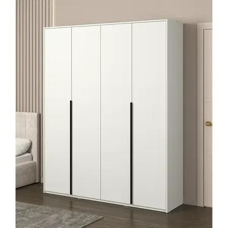 Шкаф распашной Бергамо с 4 дверями 180x220x46.6 см ЛДСП цвет белый