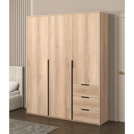 Шкаф распашной Бергамо с 3 дверями 180x220x46.6 см ЛДСП цвет дуб комано