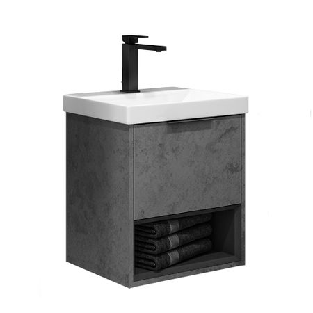 Комплект тумба с раковиной Comforty Флорида 50 см подвесная бетон светлый/антрацит (CF19696BX-50) райан левитт флорида путеводитель