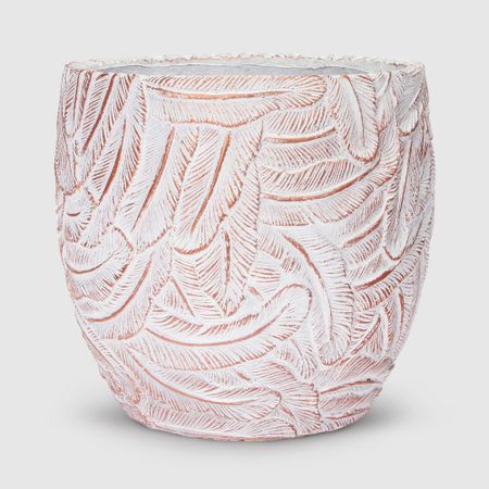 Кашпо Ownland перья 25х25х25 белая бронза