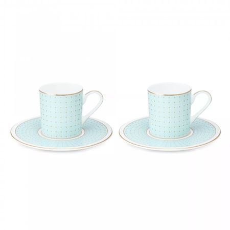 Набор чашек кофейных с блюдцами Decor de table Бирюза 100 мл, 2 шт, фарфор костяной