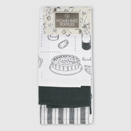 Набор полотенец кухонных Homelines textiles cook зеленый 3шт 40х60 см кухонных полотенец из микрофибры bear family 9 шт