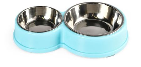 Миска двойная для домашних животных 17х28 см, 1 шт в ассортименте