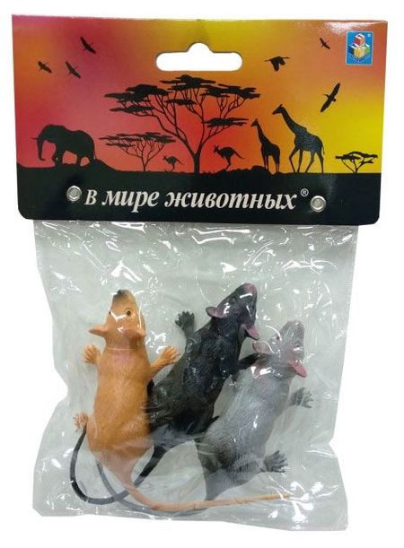 Набор 1TOY В мире животных крысы 7 см, 3 шт