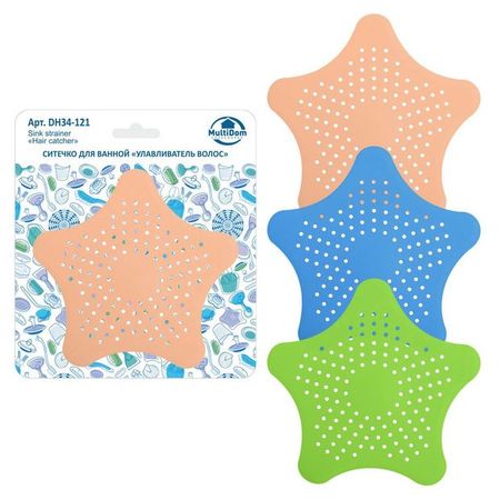 Ситечко для ванной Мультидом Улавливатель Волос, 15x15 см