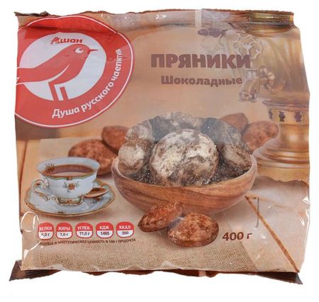 Пряники АШАН Красная птица шоколадные, 400 г