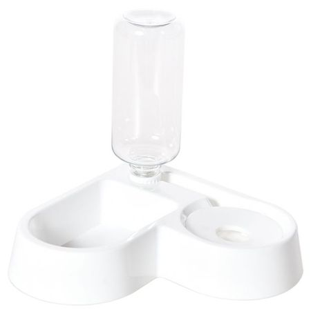 Миска для домашних животных с бутылкой белая, 22 см