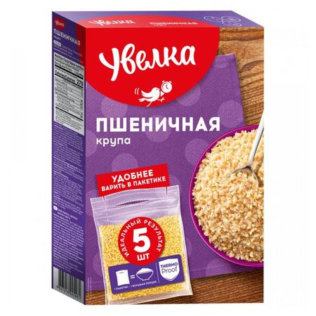 Крупа пшеничная Увелка в пакетах для варки, 5х80 г