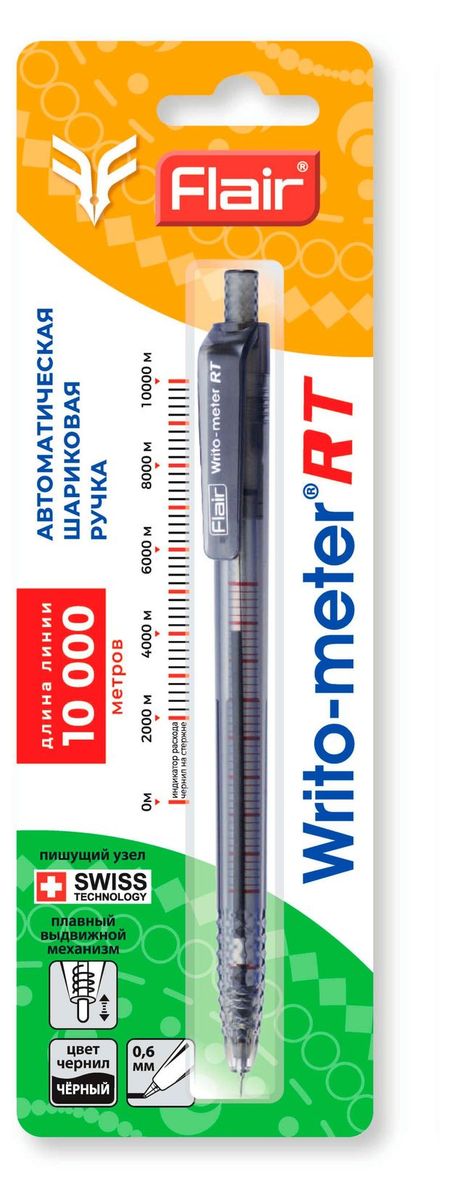 Ручка шариковая автоматическая Flair Writo-meter 0,6 мм черная