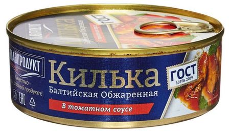 Килька ГЛАВПРОДУКТ Балтийская неразделанная обжаренная в томатном соусе ГОСТ, 230 г