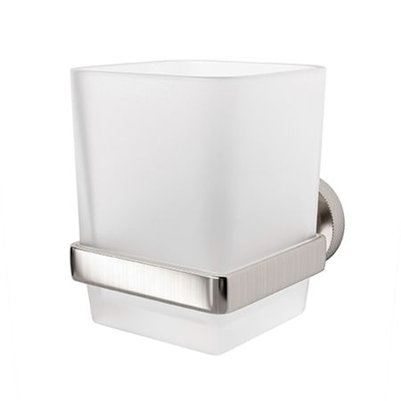 Стакан для ванной WasserKraft Tauber с держателем стекло матовый/металл никель (K-64428)