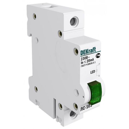 Лампа сигнальная Dekraft ЛС-101 220 В IP54 пластиковая зеленая (18004DEK)