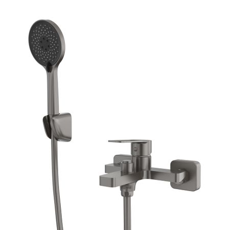 Смеситель для ванны Tokito Kobe графит однорычажный с коротким изливом с лейкой (TOK-KOB-1014)