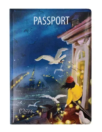 Обложка для паспорта СПб Ноксо Наедине с Петербургом Чайки и гирлянды (ПВХ бокс) (ОП2025-458)