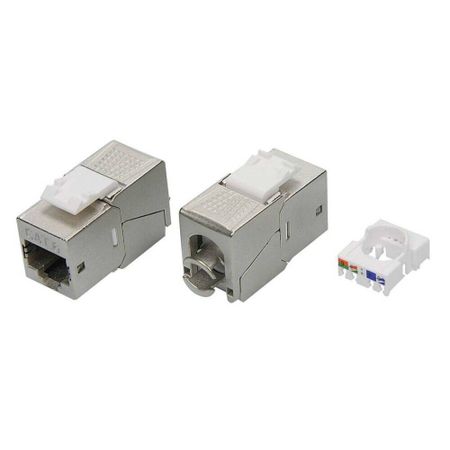 Переходник экранированный DKC Keystone 180 градусов RJ45 CAT6 STP серебристый (12 шт.) (RNK6F90TL)