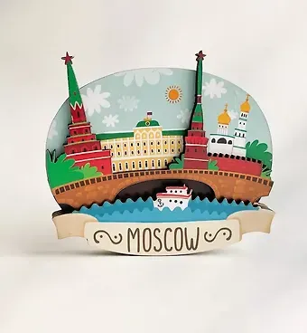 Магнит 3D из дерева Кремлевский дворец (Москва) (3D029)