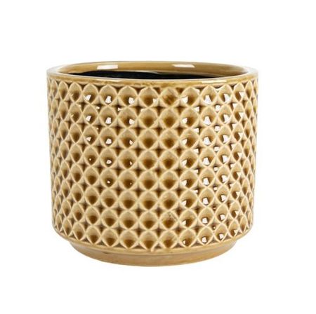 Кашпо Ter steege thies горчичневая д19в17 кашпо с рельефными полосками керамика 8х8 12 07330 202306 110