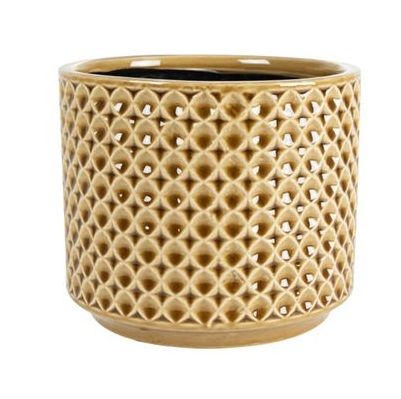 Кашпо Ter steege thies горчичневая д17в15 кашпо с рельефными полосками керамика 8х8 12 07330 202306 110