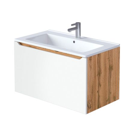 Тумба под раковину Маркастрой Line 85 см подвесная дуб вотан/белая (Ц0000041930)