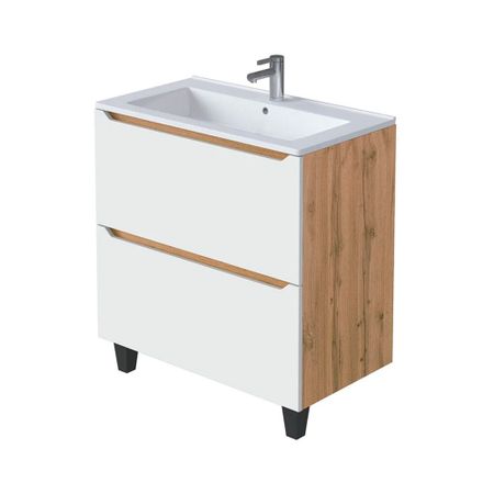 Тумба под раковину Маркастрой Line 85 см напольная дуб вотан/белая (Ц0000041929)