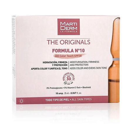 Ампулы для лица MARTIDERM Ампулы The Originals Formula Nº10 HD Color Touch SPF30 сыворотка уход за кожей flash the originals martiderm мартидерм амп 2мл 5шт