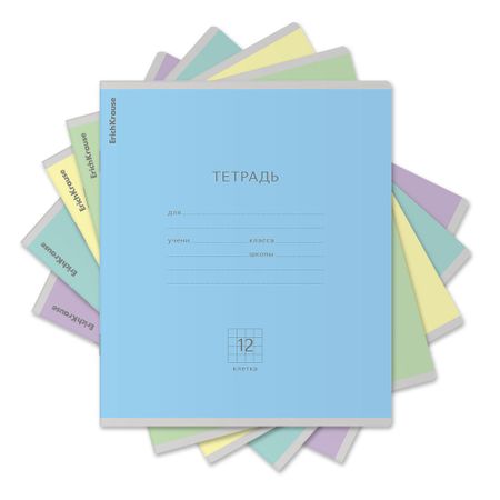 Тетрадь школьная ученическая Erich Krause Классика, 12 листов, клетка, в ассортименте