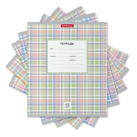 Тетрадь школьная ученическая Erich Krause Optima Новая шотландка, 18 листов, клетка, в ассортименте