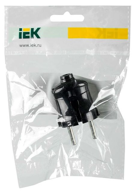 Вилка разборная IEK прямая без заземляющего контакта 6А черная