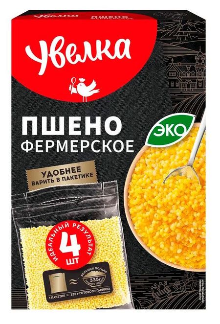 Пшено Увелка Фермерское в пакетах для варки, 4х80 г