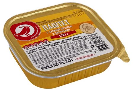 Паштет АШАН Красная птица с куриной печенью и лисичками, 250 г