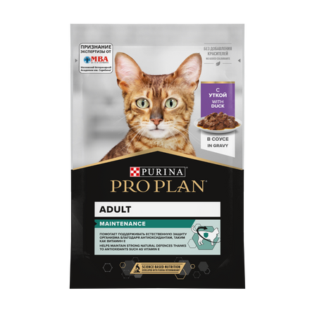 Консервы, паучи PRO PLAN® (паучи) Влажный корм для взрослых кошек, с уткой в соусе, MAINTENANCE (26 шт)