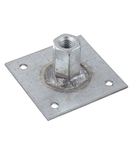 Пластина опорная оцинкованная 60х60х2 мм с гайкой М10
