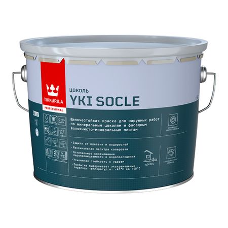 Краска фасадная Tikkurila/Tikkivala Yki Socle акриловая для цоколя база А белая 9 л краска акриловая перламутровая белая 40мл луч