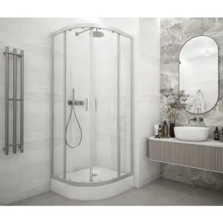 Душевая ширма Метакам Apart 1/4 круга 80x80x185см цвет профиля хром раздвижная стекло 4мм прозрачное т гайки ymax для алюминиевого профиля m3 m8