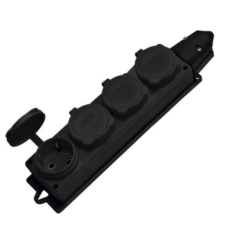 Розетка штепсельная UNIVersal четверная с заземлением IP44 черная